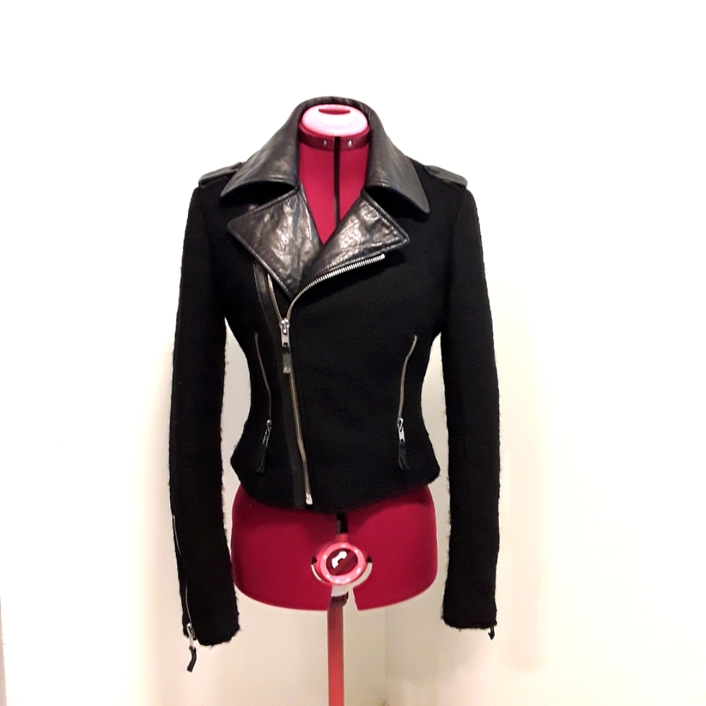 True Religion polyester and wool moto jacket